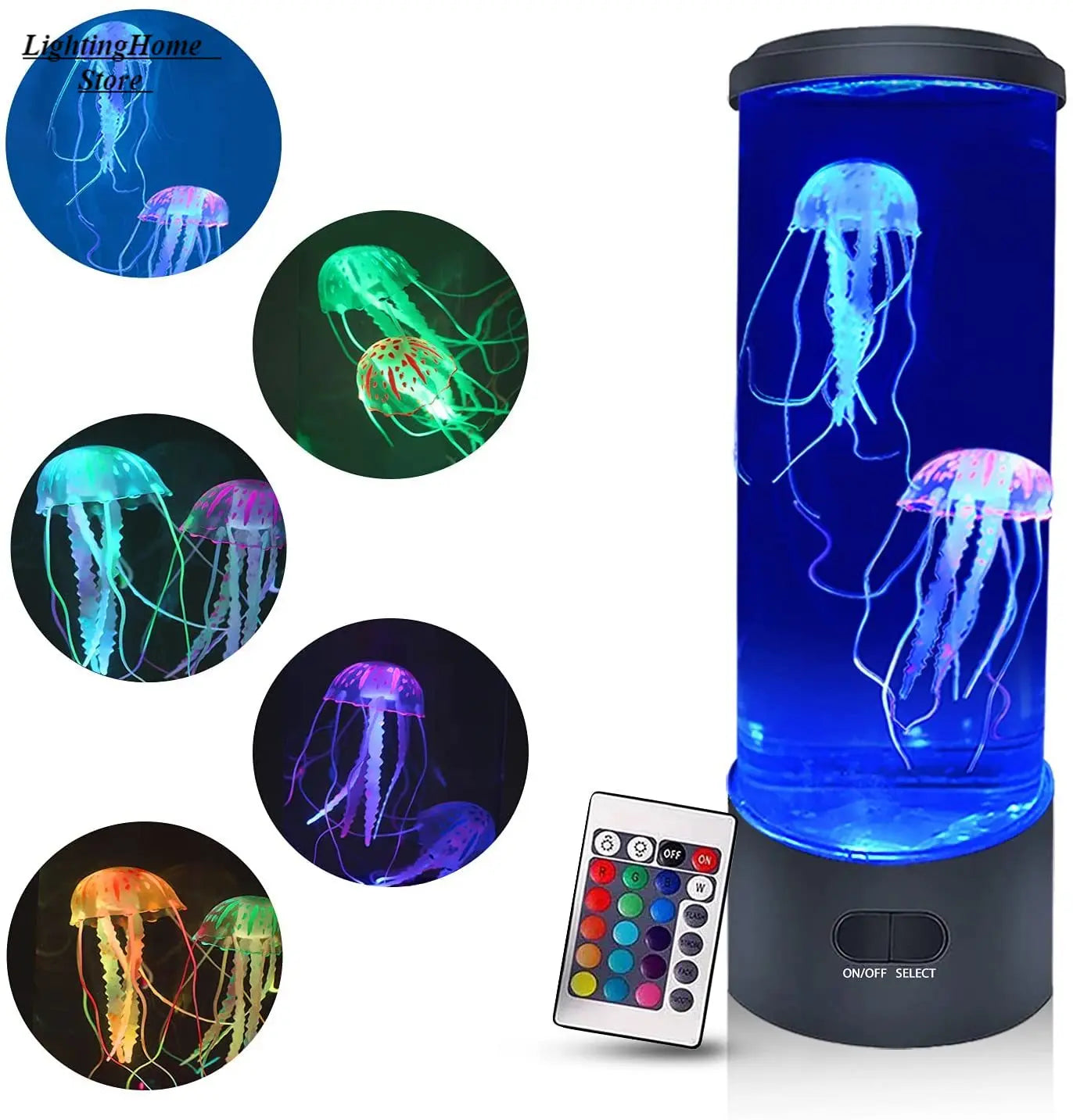 Jellyfish Lamp Color Changing Remote Control Aquarium Tank LED Night Light Birthday Gift USB Charging Relaxing Mood